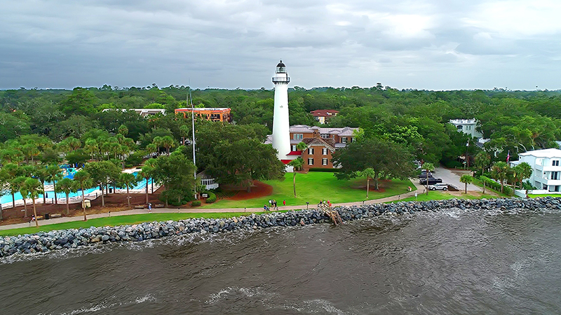 St. Simons Island lighthouse aerial view